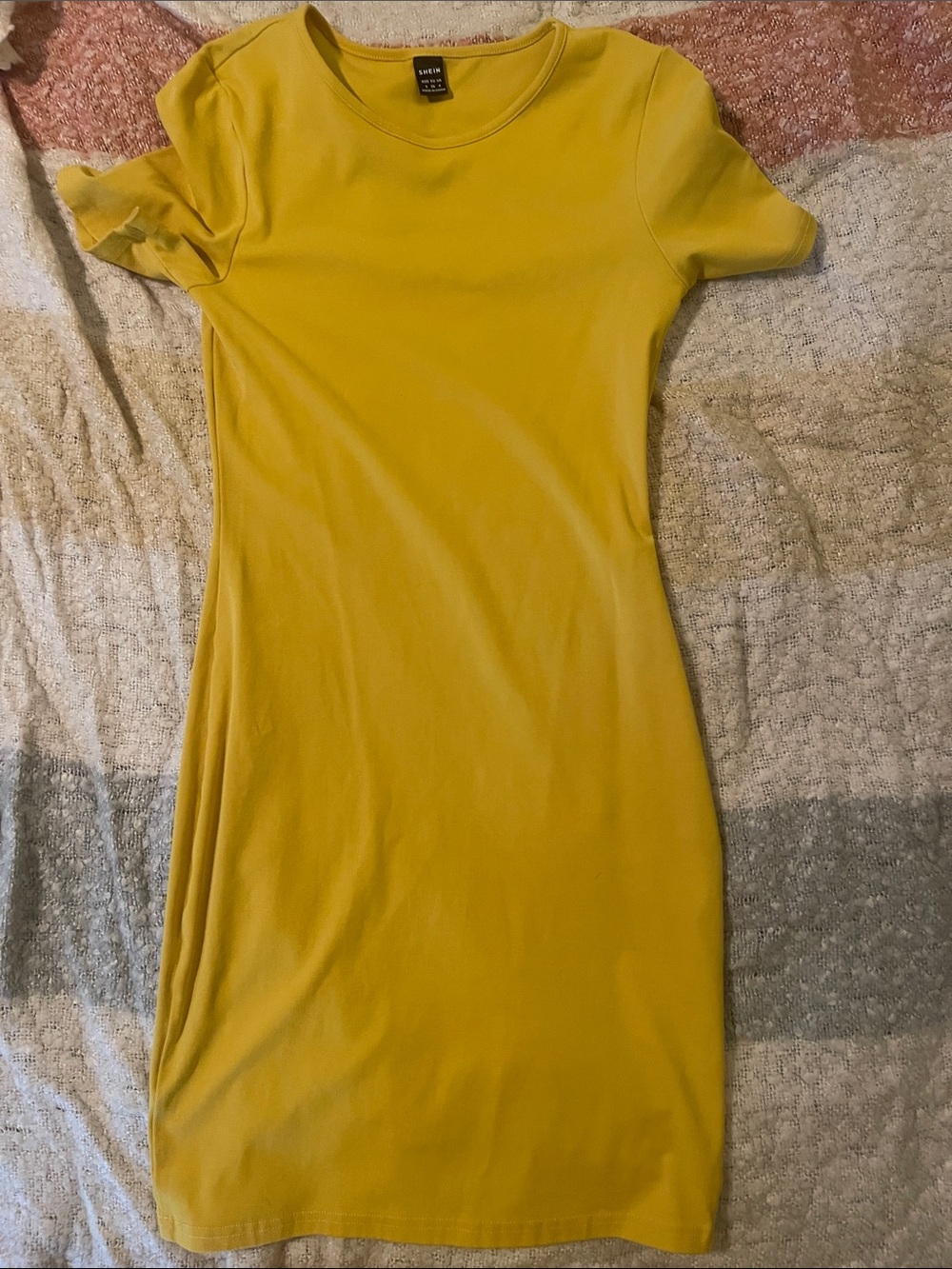 SHEIN Mustard Yellow Short Sleeve Mini Dress
